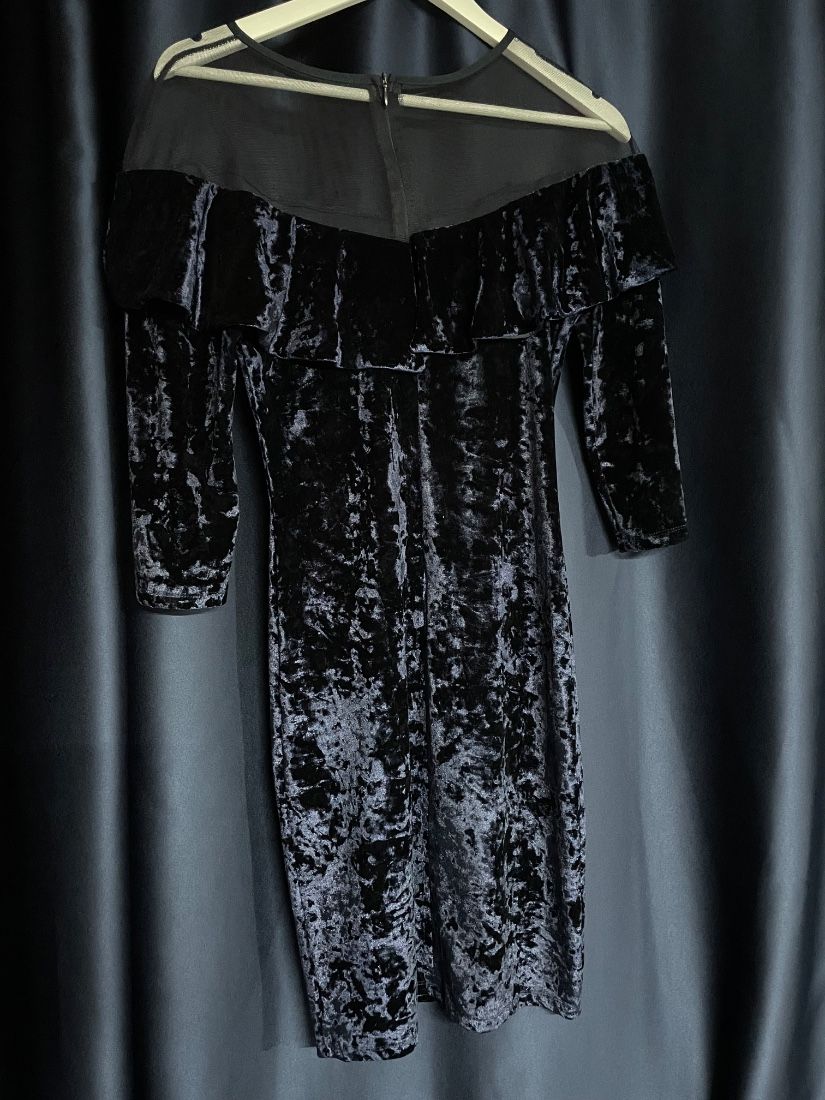 Rochie de catifea bleumarin
