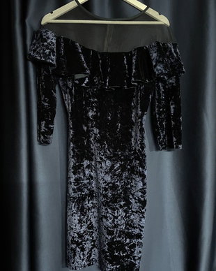 Rochie de catifea bleumarin