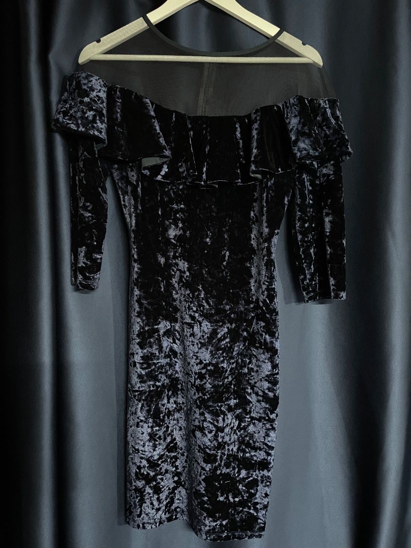 Rochie de catifea bleumarin