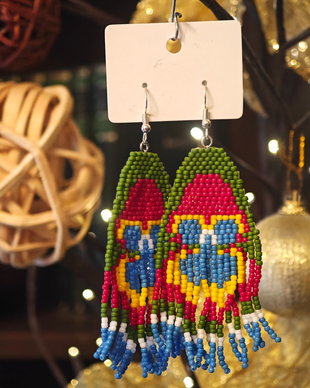 Cercei unicat Boho lungi panseluta  din mărgele sticla Cehia