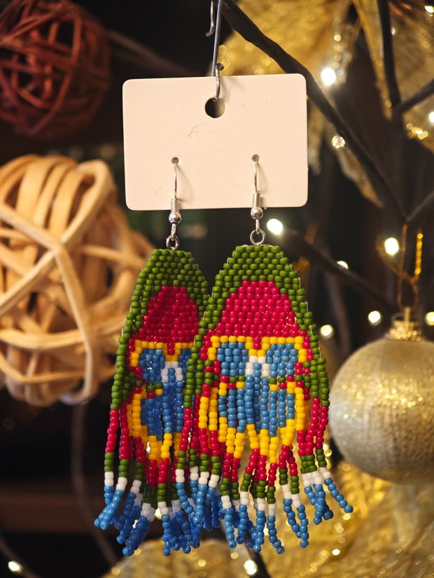 Cercei unicat Boho lungi panseluta din mărgele sticla Cehia