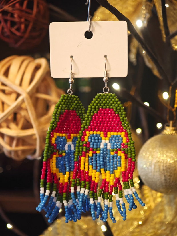 Cercei unicat Boho lungi panseluta din mărgele sticla Cehia