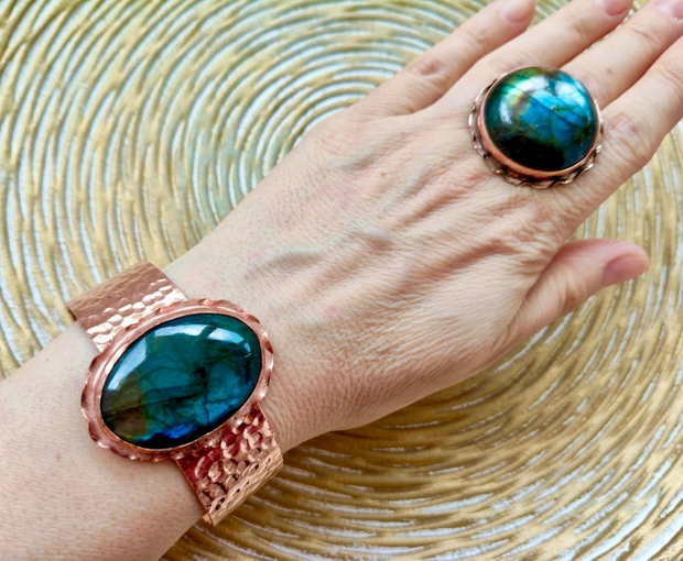 Set vintage Labradorit & cupru