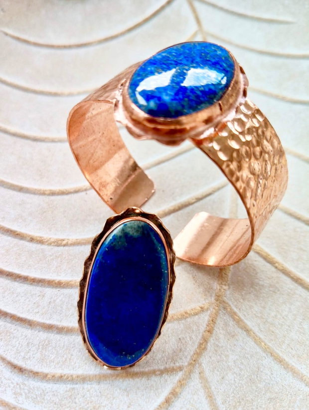 Set vintage lapis lazuli & cupru