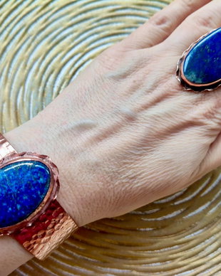 Set vintage lapis lazuli & cupru