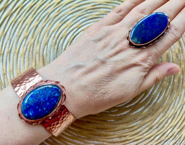Set vintage lapis lazuli & cupru