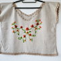 Bluza din in cu motiv floral impaslit