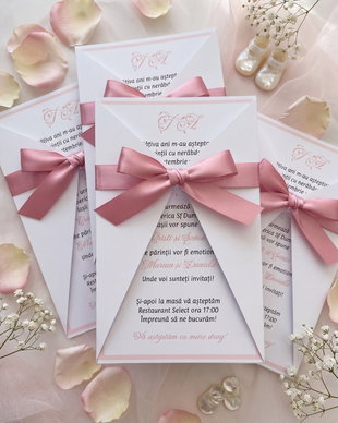 Invitații elegante botez fetițe
