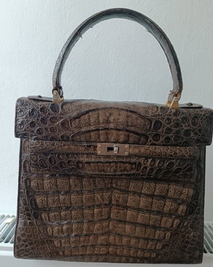 Geanta vintage din piele de crocodil