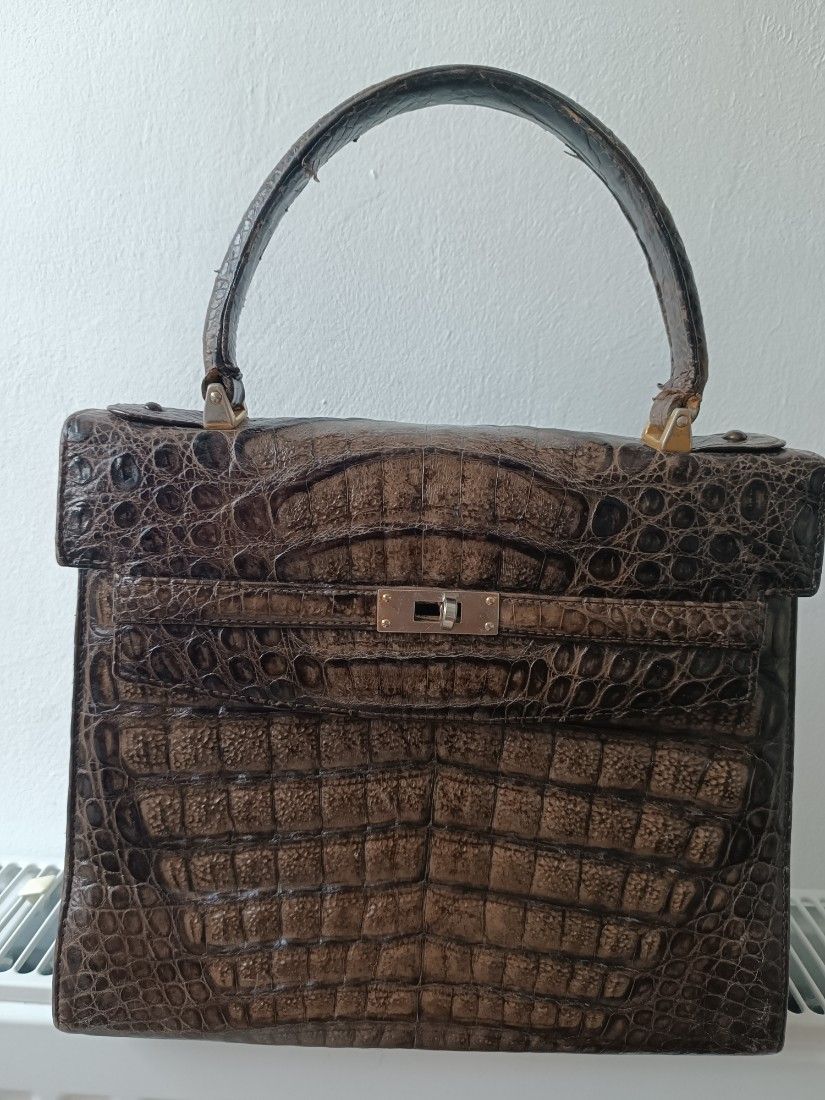 Geanta vintage din piele de crocodil