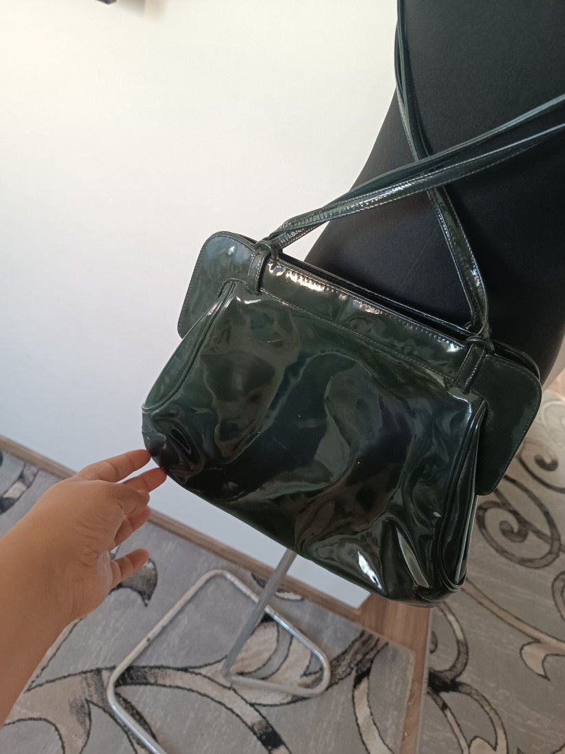 Geanta Baldan piele naturala verde