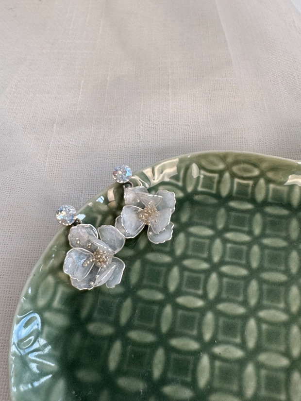 Cercei cu tortite de argint si cristal Searovski
