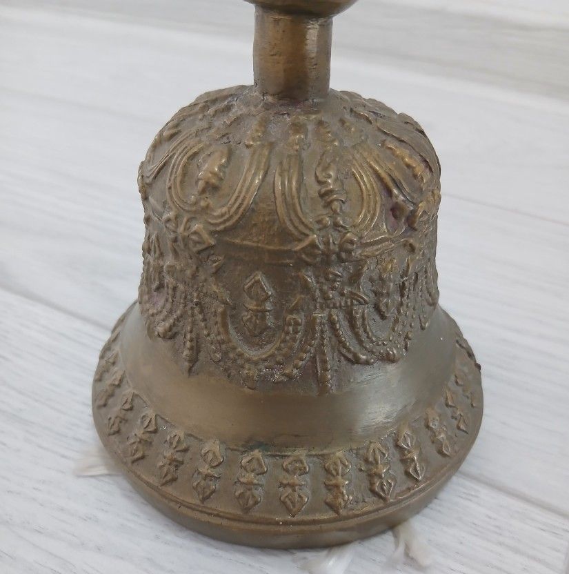 Clopot ritualic tibetan Ghanta / Vajra din bronz masiv vintage