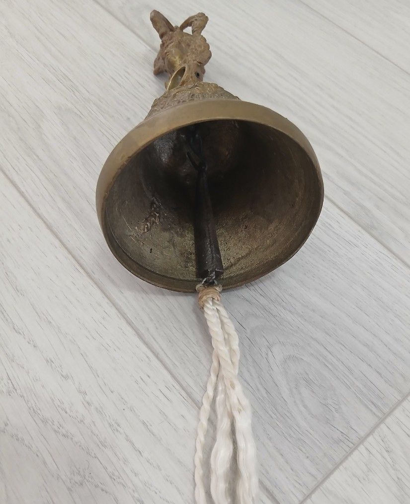 Clopot ritualic tibetan Ghanta / Vajra din bronz masiv vintage