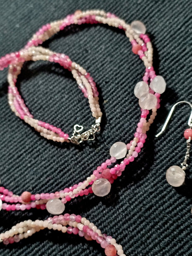 Set argint X3 opal turmalina cuart safir roz colier bratara cercei nuante minimalist boho chic trendy