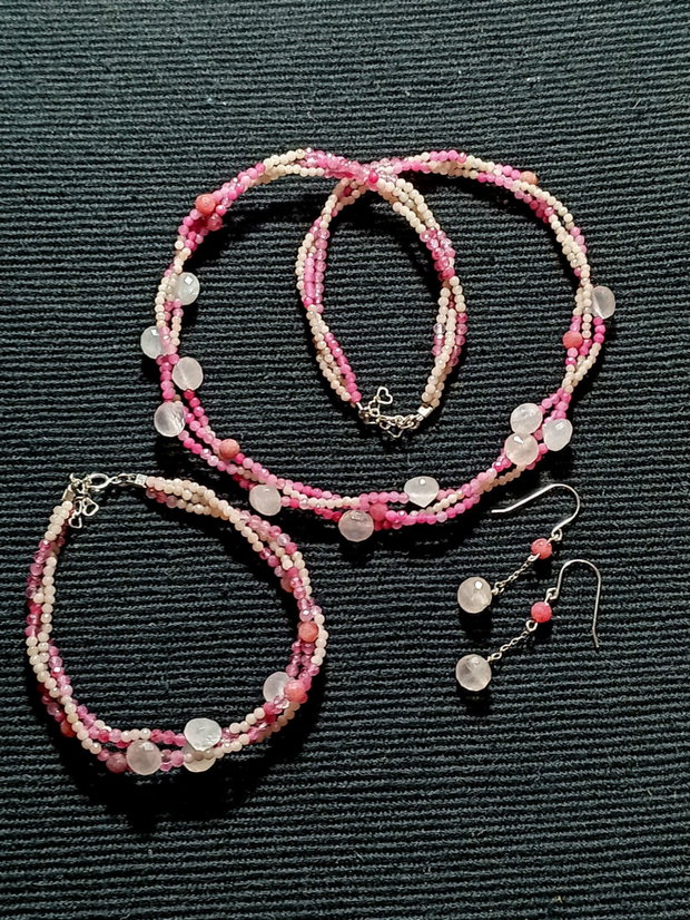 Set argint X3 opal turmalina cuart safir roz colier bratara cercei nuante minimalist boho chic trendy