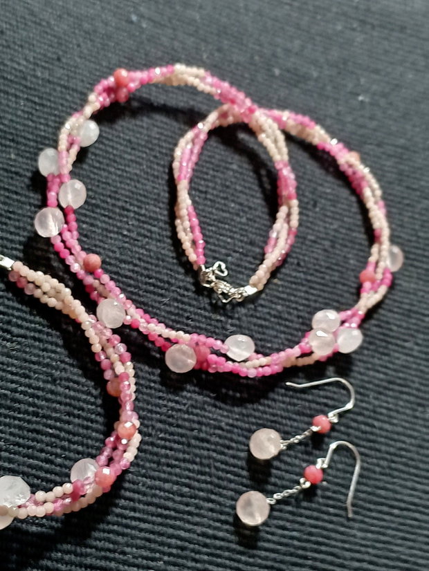 Set argint X3 opal turmalina cuart safir roz colier bratara cercei nuante minimalist boho chic trendy