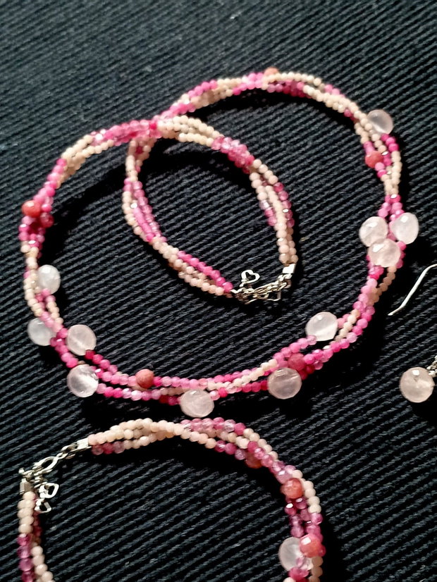 Set argint X3 opal turmalina cuart safir roz colier bratara cercei nuante minimalist boho chic trendy