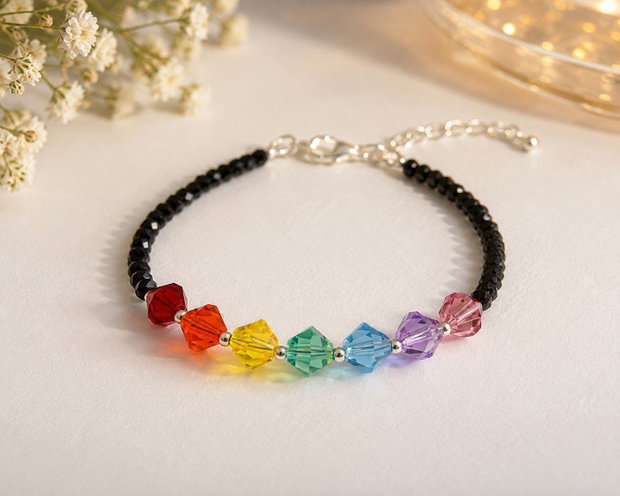 Bratara cristale sticla si cristale Swarovski biconice 6mm
