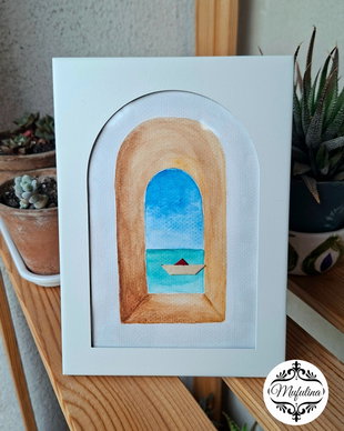 Ilustratie acuarela- Through the window