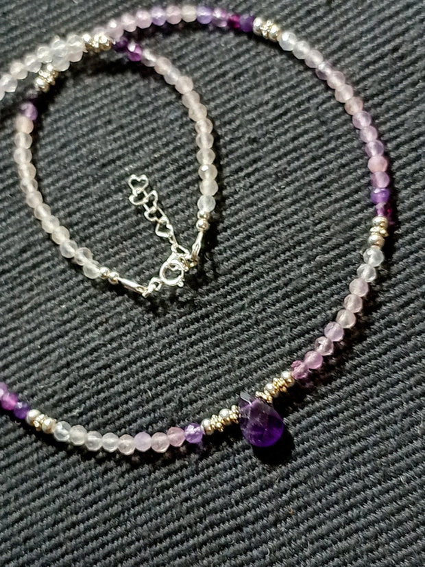 Colier argint ametist brioleta ombre gradient degrade minimalist boho chic trendy