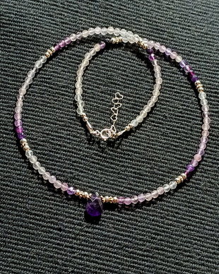 Colier argint ametist brioleta ombre gradient degrade minimalist boho chic trendy