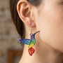 Cercei Brodați FSL Colibri Curcubeu - Oțel Inoxidabil Hipoalergenic, Bijuterii Textile Ușoare - Tiny Nest Decor