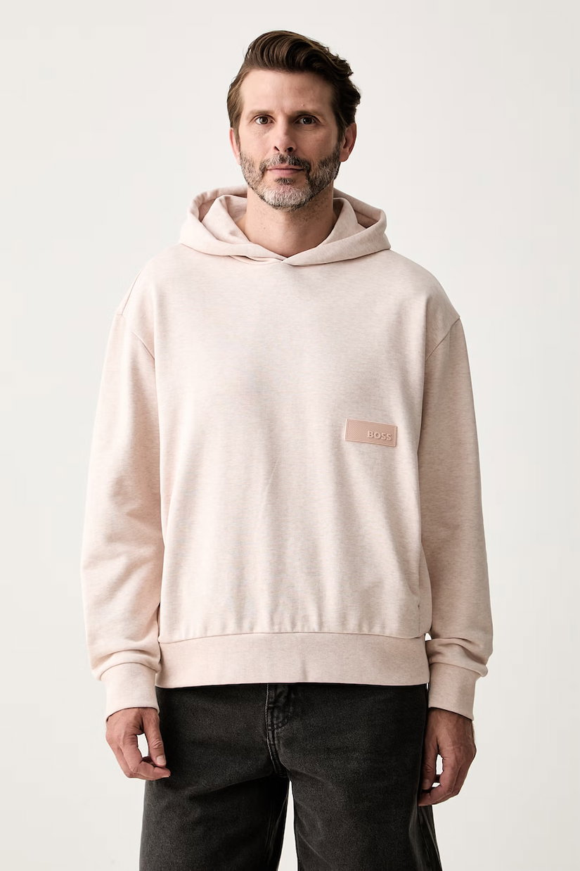 BOSS Green hanorac cu glugă pentru bărbați cu bumbac SW_Hoodie