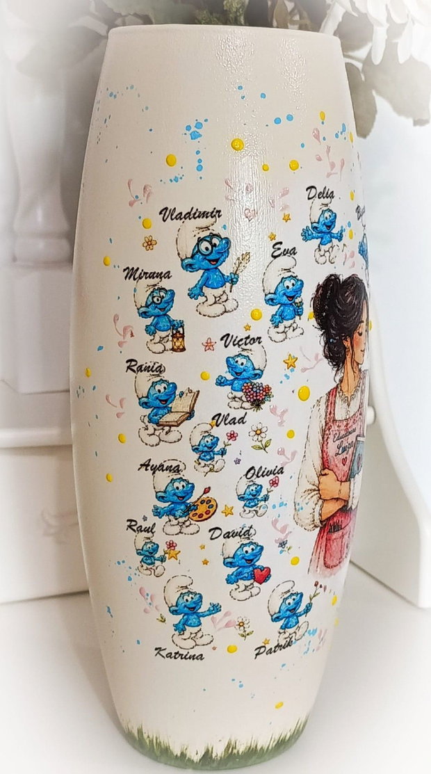 Vază personalizată pentru Grupa Strumfilor