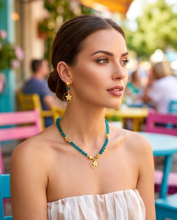 Set Colier și Cercei - Turquoise Reflections