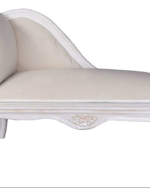 SOFA DIN LEMN MASIV ALB CU TAPITERIE BEJ