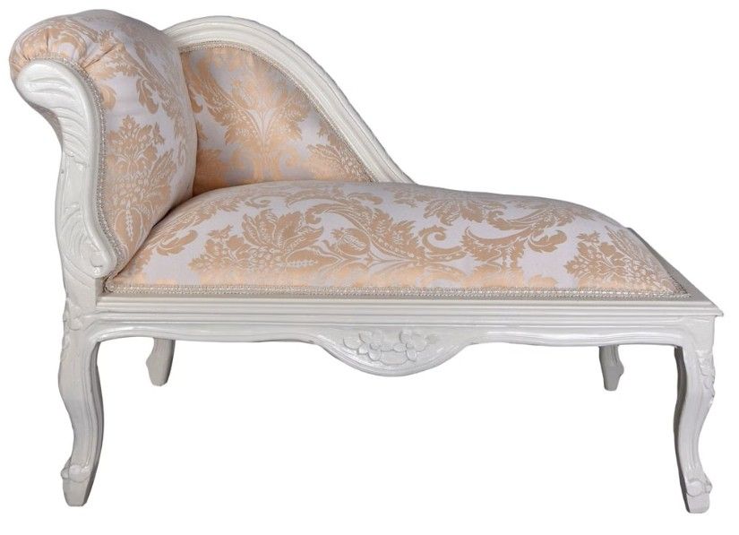 Sofa din lemn masiv alb cu tapiterie gri cu model bej