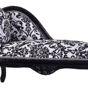 Sofa din lemn masiv negru cu tapiterie alba cu flori negre