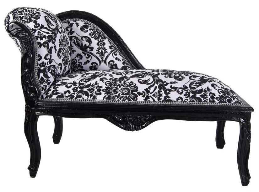 Sofa din lemn masiv negru cu tapiterie alba cu flori negre