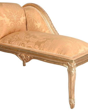 Sofa din lemn masiv auriu cu tapiterie din matase aurie