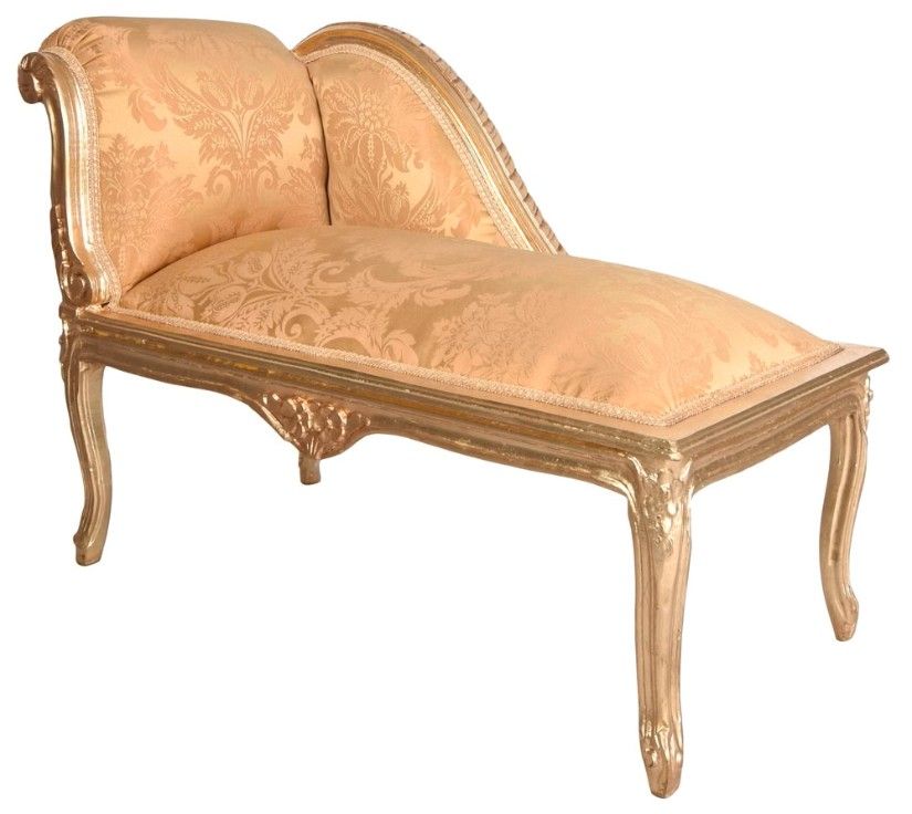 Sofa din lemn masiv auriu cu tapiterie din matase aurie