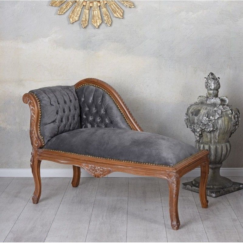 Sofa din lemn mahon cu tapiterie gri soarece