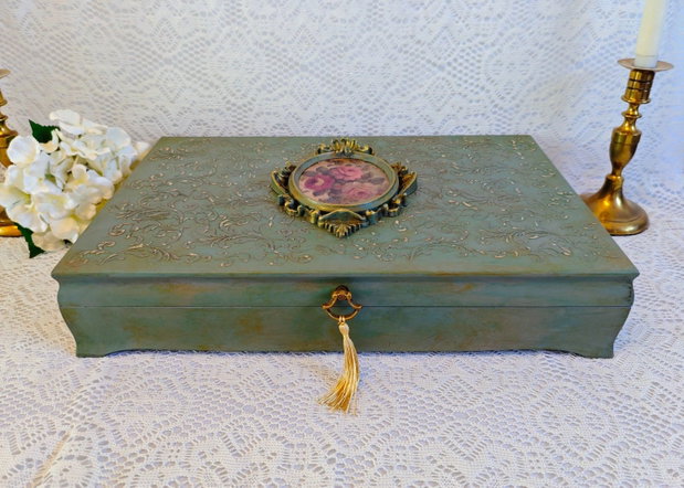Cutie lemn -Vintage Rose XL
