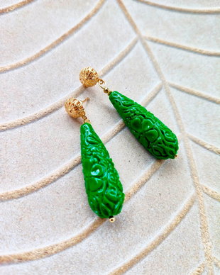 Cercei Vintage coral verde