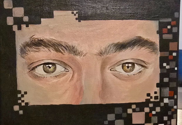 "Real eyes / Realise" - tablou personalizat pictat manual