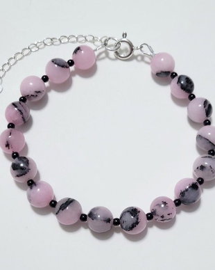 Bratara argint 925 cu agat cherry blossom si spinel negru