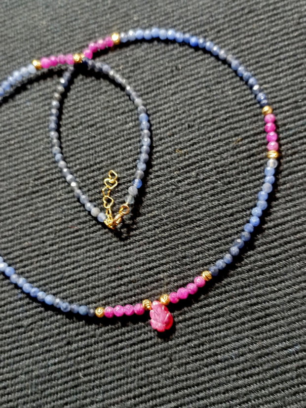 colier vermeil rubin sodalit ombre degrade brioleta rubin gravata argint placat cu aur minimalist boho chic trendy
