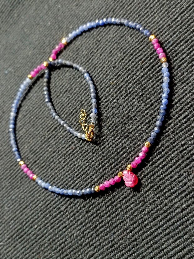 colier vermeil rubin sodalit ombre degrade brioleta rubin gravata argint placat cu aur minimalist boho chic trendy