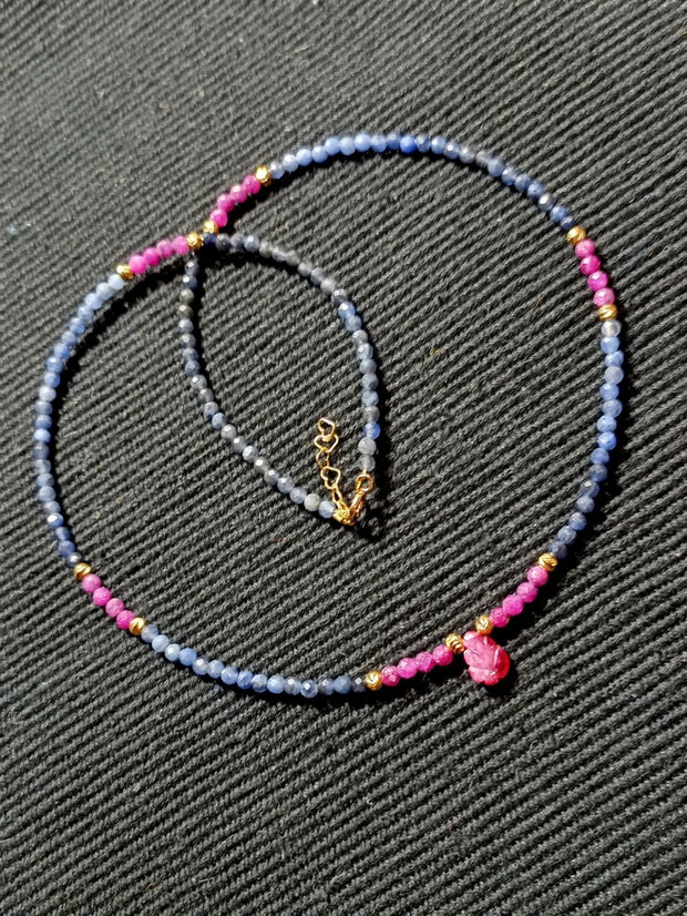 colier vermeil rubin sodalit ombre degrade brioleta rubin gravata argint placat cu aur minimalist boho chic trendy