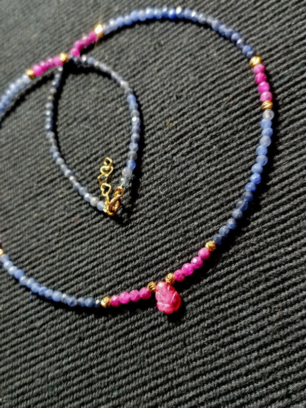 colier vermeil rubin sodalit ombre degrade brioleta rubin gravata argint placat cu aur minimalist boho chic trendy