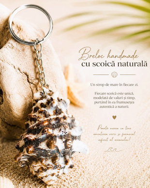 Breloc handmade cu scoică naturală  O fărâmă din magia mării