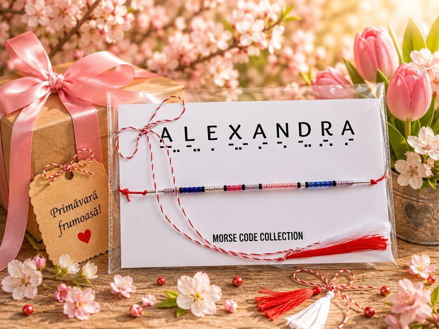 Bratara mesaj cod Morse ALEXANDRA