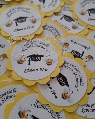 Ecusoane personalizate, cu albinute, pentru absolvire