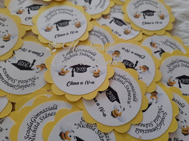 Ecusoane personalizate, cu albinute, pentru absolvire
