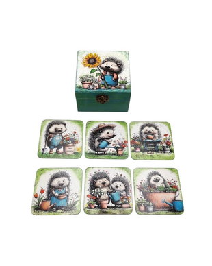 Set lemn decorat si pictat manual,  Ariciul din gradina 4684